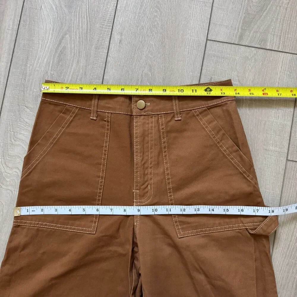 Wild Fable Utility Work Pants Women's sz 4 Brown High Waisted Relaxed Wide Leg - Picture 5 of 10